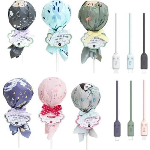 Lollipop Data Cable Is Suitable for Apple for Android Type-C Creative Charging Cable 2.4A Fast Charging Tpe Data Transmission