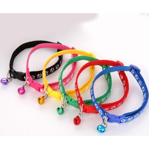 Colorful Pet Supplies Cat Collar Cat Necklace And Cat Paw Print Adjustable Collar Bell Positioning Footprint Pet Collar Dropship