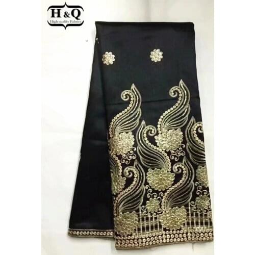 H&Q George Lace Fabric 2021 High Quality 5 Yard For Evening Dress Nigerian Wedding Embroidery Guipure George Lace Sequin Fabrics