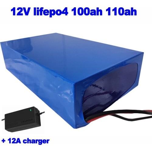 Lifepo4 12V 100ah 110ah lithium iron phosphate battery pack for AGV tricycle golf cart robot forklift EV RV VAN + 12A charger
