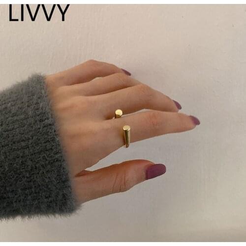 LIVVY Silver Color Opening Ring Classic Simple Geometric Arc Handmade Jewelry Gifts for Women Adjustable 2021 Trend