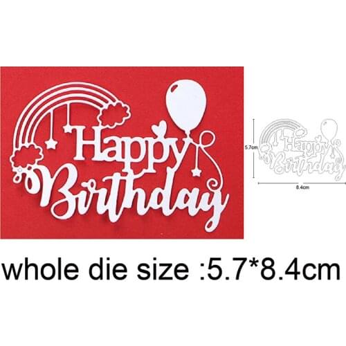 Happy Birthday Metal Cutting Dies Cutout Stencils Die Cut for DIY Scrapbooking Album Paper Card Embossing