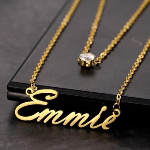 Custom Name Multi-layer Necklace Choker Zircon For Women Charming Personalized Nameplate Necklace Pendant Stainless Steel Jewelr