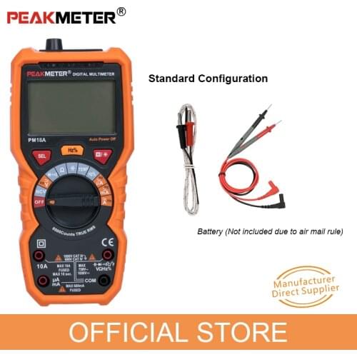 PEAKMETER Multimeter Voltmeter Ammeter Auto Ranging AC/DC Voltage Meter Resistance Capacitance Frequency Temperature NCV Tester