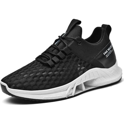 Black White Summer New Style Breathable Trend Casual Mesh Shoes 2021 Mens Shoes Casual Non Slip Lace Up Casual Walking Shoes