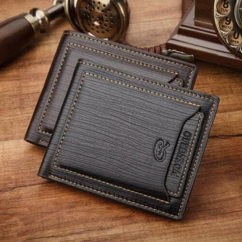 Mens Leather Wallet Slim Brown Wallet Carteira Masculina Wallet Credit Card Holder Functional Wallet