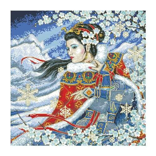 Cross stitch Handmade 14CT Counted Canvas DIY,Cross-stitch kits,Embroidery #Maia 5678000-01042 Winter Goddess 49-49