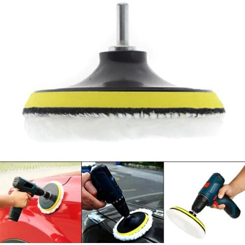 For Vehicle Body Polishing Waxing Buffer Kit 6 inch Wool Buffing Pads with Back Pad and Connecting Rod