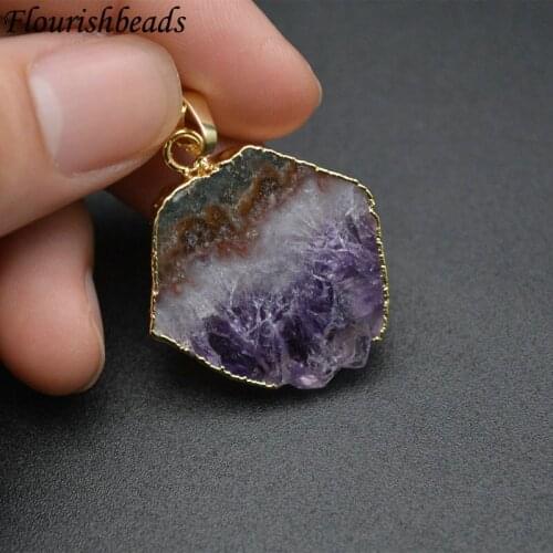Natural Gradient Ramp Amethyst Geometry Shape Nugget Gemstones Pendant Jewelry Makings Fit Necklace