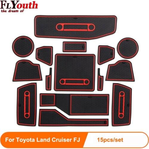 New For Toyota LAND CRUISER FJ 15pcs Door Groove Mat Non-Slip Rubber Interior Car Door Armrest Storage Panel Mat Car Styling