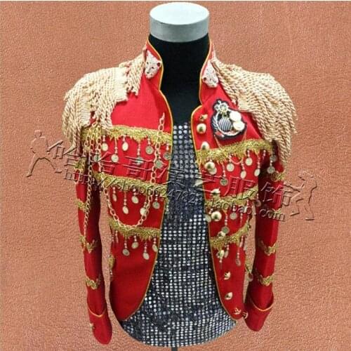 Punk clothes star style dress men blazer designs homme terno stage costumes for singers jacket men suits dance clothing red