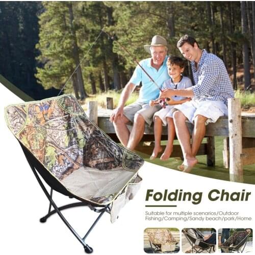 Portable Camouflage Moon Chair Fishing Camping BBQ Stool Folding Extended Hiking Seat Garden Ultralight Office Home Furniture