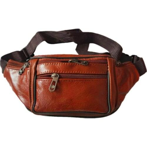 Practical Leather Belt Bag Mens City Hiking Essential Belt Bag Portable Zipper Multifunctional Mobile Phone Bag