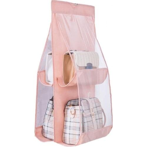 Dust-proof PVC Hanging Bag Foldable Wardrobe Pockets Handbag Storage Bags Waterproof Multi-layers Closet Organizer