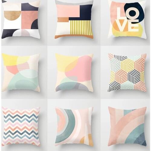 Rainbow Abstract Throw Pillow Case Love Burst Flower Chevron Rainbow Cushion Covers for Home Sofa Chair Decorative Pillowcases