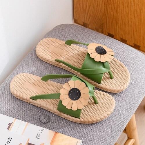 Women Flip Flops PVC Ladies Slippers Non-slip Flats Fashion Sunflowers Woman Sandals Summer Womens All-match Beach Shoes