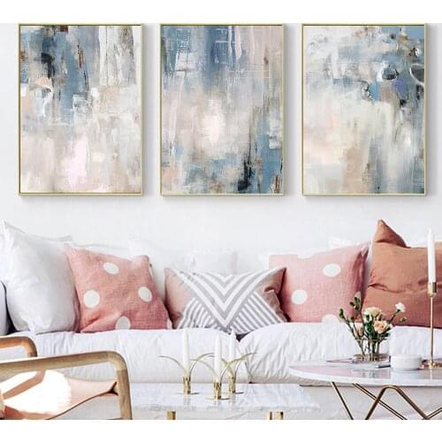 Blue Modern Style Abstract Wall Poster Canvas Print Painting Contemporary Art Decoration Picture for Living Room Decor Cuadros