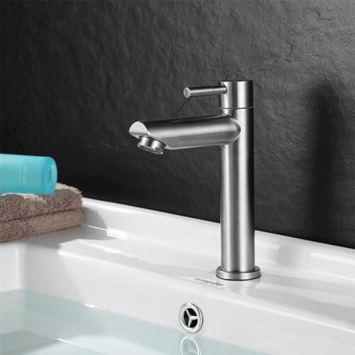 Stainless Steel Faucet Single Cold Basin Faucet Bathroom Metal Faucet Kitchen Faucet
