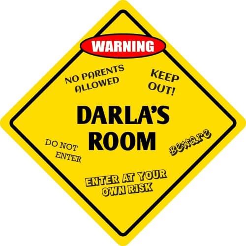 StickerPirate Darlas Room Funny Kids Room Door Warning Danger Metal Novelty Sign Aluminum
