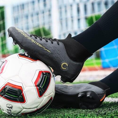 Outdoor Men Boys Soccer Shoes TF/FG Football Boots High Ankle Kids Cleats Training Sport Sneakers Size 36--45