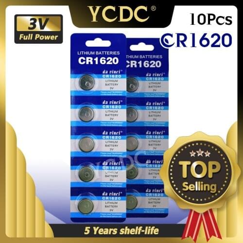 YCDC 10Pcs CR1620 CR 1620 3v Lithium button Cell Battery 1620 ECR1620 DL1620 For Remote control car remote Scales battery