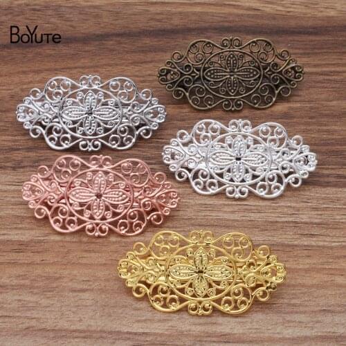 BoYuTe (10 Pieces/Lot) 28*55MM Filigree Flower Hair Clip Top Clips Diy Hair Jewelry Accessories Wholesale