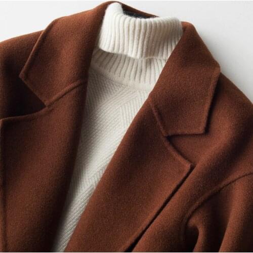 Long 100% wool women jacket double-sided cashmere autumn Korean red womens coat Abrigos Mujer Elegante 1723 kj2874