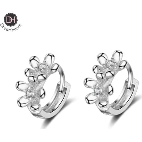 Dreamhonor Korean Fashion 925 Sterling Silver Flower Clip Earrings Statement Earrings Jewelry For Women Girl Gift