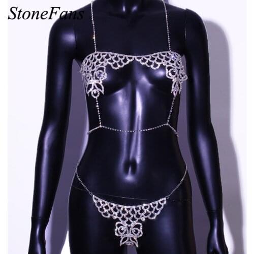 Stonefans Butterfly Underwear Thong Set for Young Adults Women Fashion Crystal Beach Bikini Festival Body Jewelry Wholesale Gift