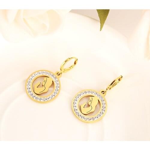 Gold love Heart cross Earring For Girls/Ladies Birthday Gift Trendy Gold Color Engagement /Wedding Bands Promise Earring