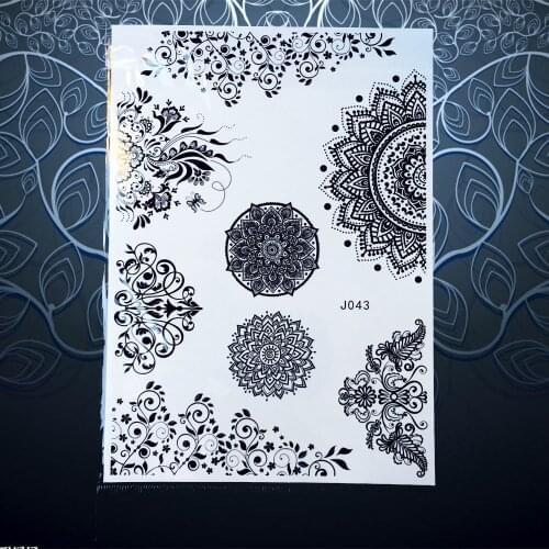 1PC Hot Indian Sun Flower Henna Tattoo Black Ink Body Art Temporary Mehndi Tattoo Stickers Women Wedding Arm Hand Tattoos PBJ043