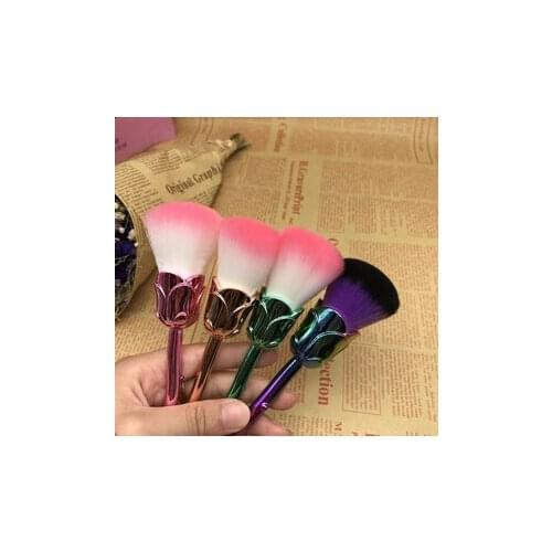 100sets 6pcs/set Rose Gloden Flower Shape Makeup Brushes Set Cosmetic Powder Face Pinceis Tool fashion