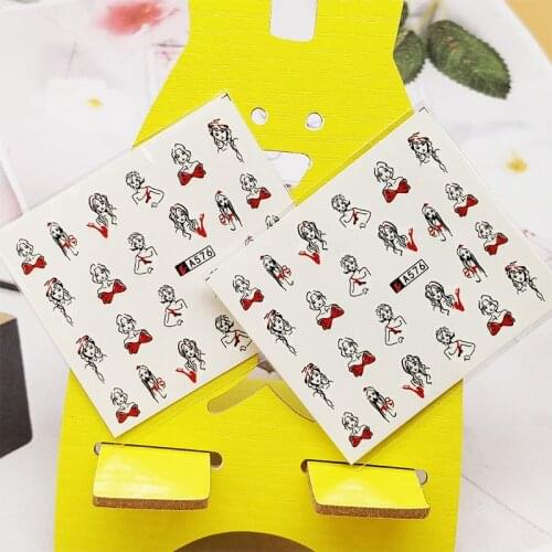 2pc Stickers for Nails Girl Princess Design Nail Art Decorations Manicure Decor Watercolor Nail Decal Stickers Accessoires