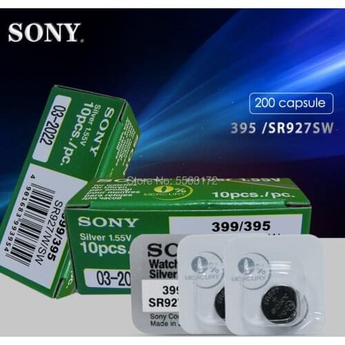 200pcs 1.5V For Sony Single grain packing 395 SR927SW 399 SR927W LR927 AG7 Watch Battery Button Coin Cell