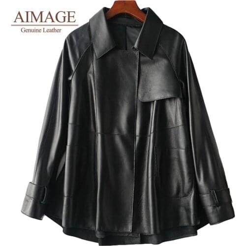 2021 spring women real sheep leather loose coats leisure cape style female natural sheepskin big pockets куртки m-5xl PY013