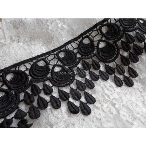 3 Yards Chic Black Venice Lace Trim with Peacock design for Bridal, Bouquet Corsets, Flapper, Altered Couture