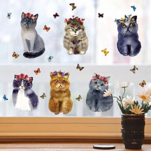 3D kitten Cat bedroom living room childrens room glass door background wall stickers refrigerator cabinet decoration