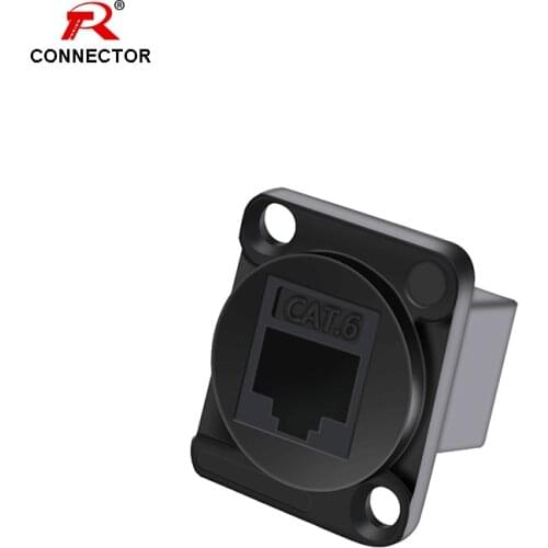 50pcs RJ45 Connector, CAT.6, D type, 8P8C, Metal Shell+Copper Pins, Panel Mount Chassis RJ45 Female Socket Network Connector