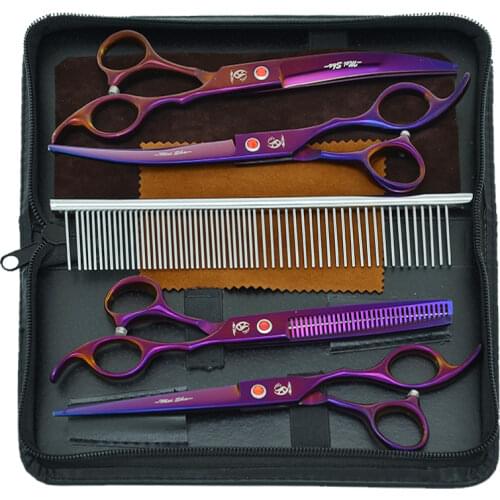 7.0 Inch Pet Grooming Scissors Dog Straight Curved Cutting Scissor Cat Hairdressing Thinning Tijeras Pet Groomer Shears B0020A