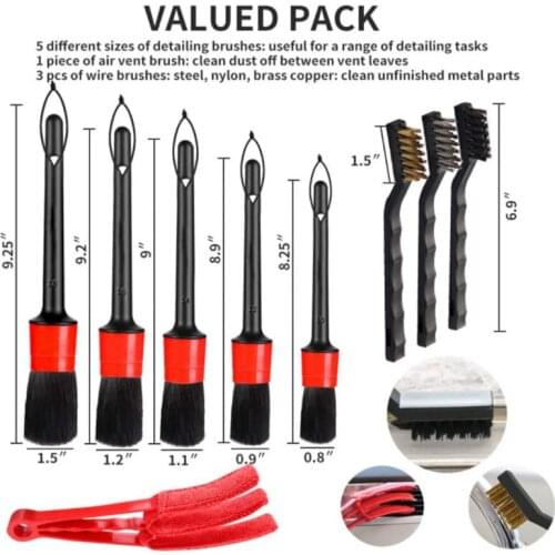 9 Pcs/set Detial Car Brush Portable Cleaning Brush For Car Dashboard Air Outlet Clean Brush Tools Car Wash Accessories