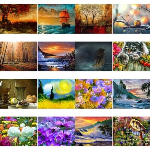 5D DIY Diamond Painting Forest Garden Ocean Full Drill Embroidery Landscape Mosaic Picture Cross Stitch Home Decoration Crafts
