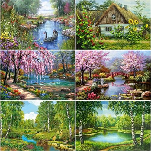 5D Diy Diamond Painting Landscape Cross Stitch Kit Full Drill Square Embroidery Scenery Mosaic Art Pictures of Rhinestones Decor