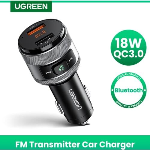UGREEN USB Car Charger FM Transmitter Quick 3.0 Charge Fast Charger for Xiaomi Samsung iPhone Huawei QC3.0 Charger Car Charging