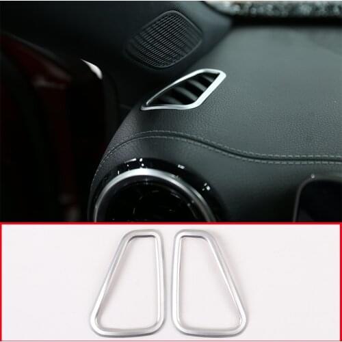 For Mercedes Benz A Class A180 W177 2019 Car Accessories 2 Pcs ABS Matt Silver Dashboard Air Conditioning Vent Frame Trim