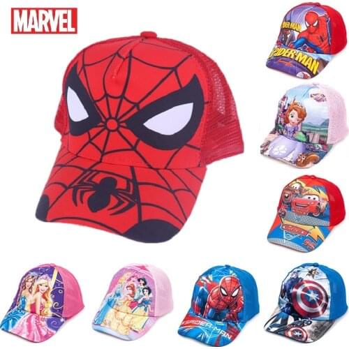 Disney Marvel Spiderman Baseball Cap Frozen Anna Elsa Mickey Minnie Mouse Anime Cartoon Hat Adjustable kids Boy Girl Caps Gitfs