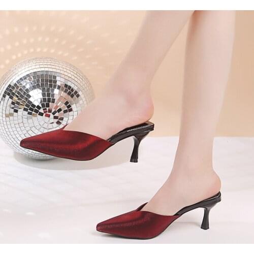 Thick heel sandals female 2020 summer new no heel lazy shoes wear Mules shoes with baotou half slippers women zapatos U24-46