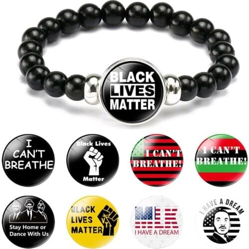 Black Lives Matter Beads Bracelet 18mm Snap Buttons Dome Cabochon Charms Bracelets