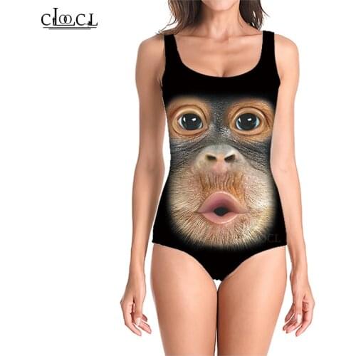 CLOOCL Newest Fashion Animal Funny Monkey 3D Print One-piece Swimwear Women Swimming Bathing Suit Sleeveless Sexy Swimsuit