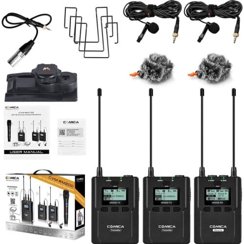 COMICA CVM-WM200 UHF 96-channels Wireless Microphone Professional Recording mic Lavalier Microphone for DSLR & Camcorder Video