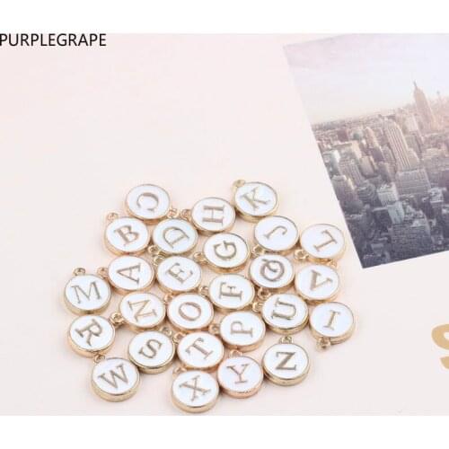 DIY earrings jewelry accessories necklace jewelry double-sided alloy white English letter tag bracelet pendant material 10pieces